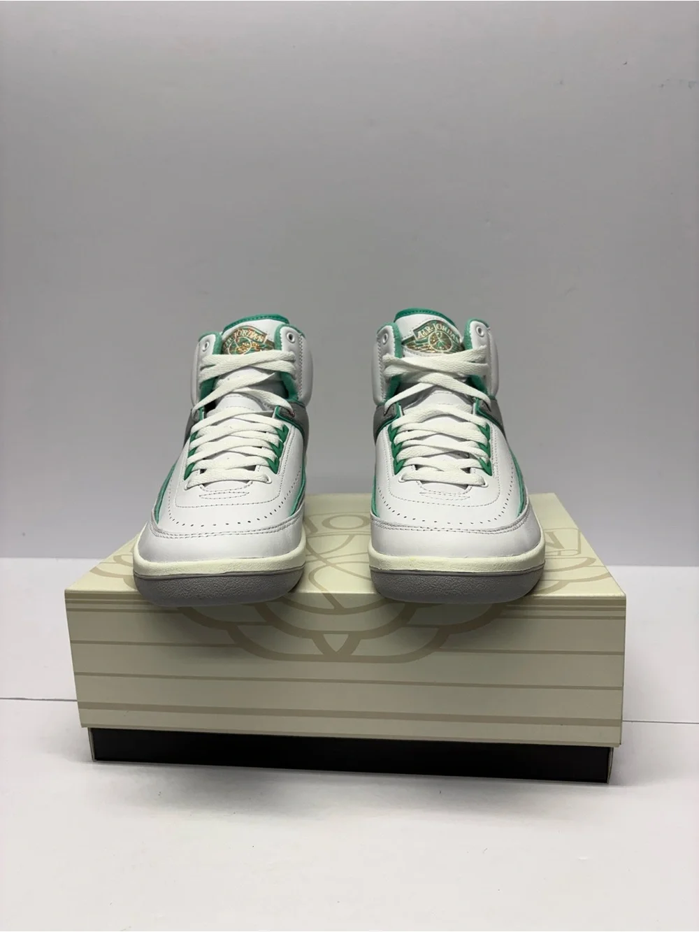 Jordan High-Top Sneakers in White, Gray and Green